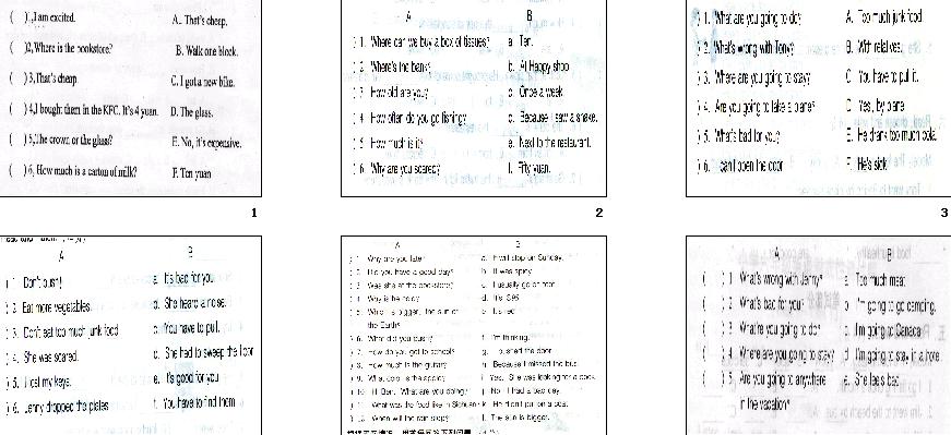 开心学英语六年级下册句子搭配-期末复习课件